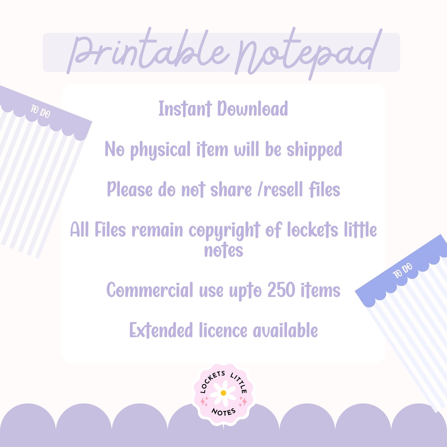 Pastel Stripe Printable Notepad Pack PDF | Cute Scalloped Border To Do List | Digital Download