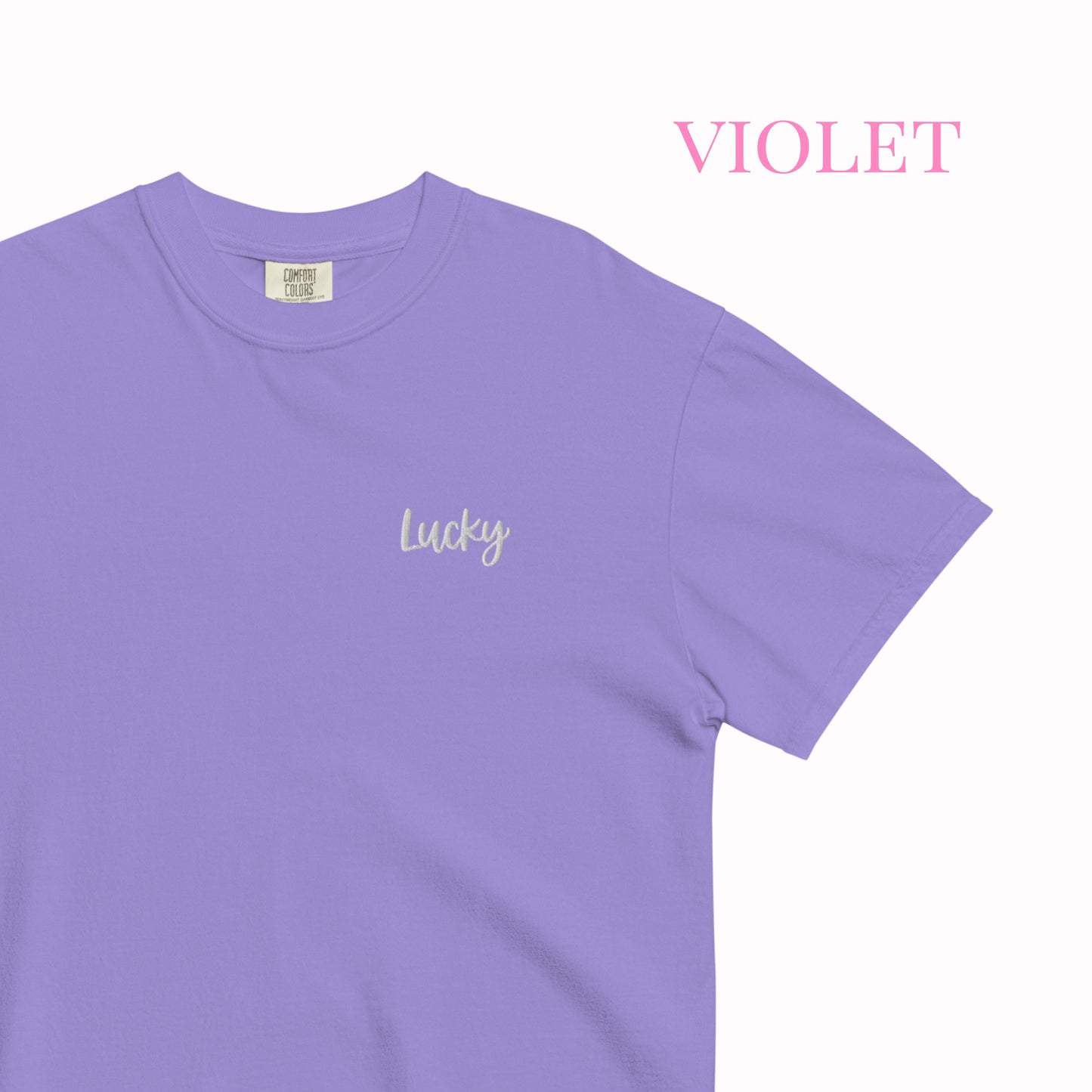 Lucky Embroidered T-shirt – Minimalist Good Luck Shirt