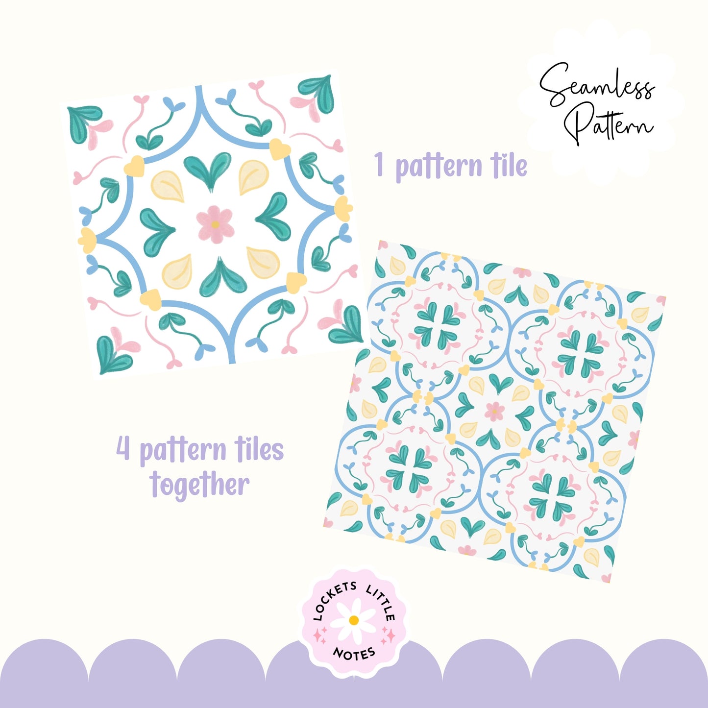 Mediterranean Abstract Tile Seamless Pattern | Azure, Olive & Rose Surface Design