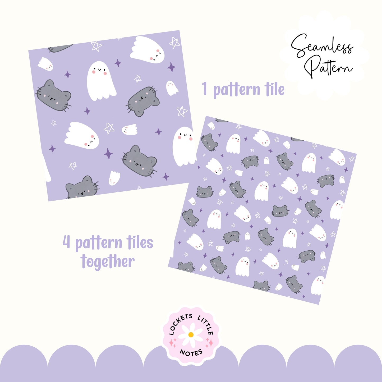 Pastel Halloween Lilac Seamless Pattern PNG - Digital Download