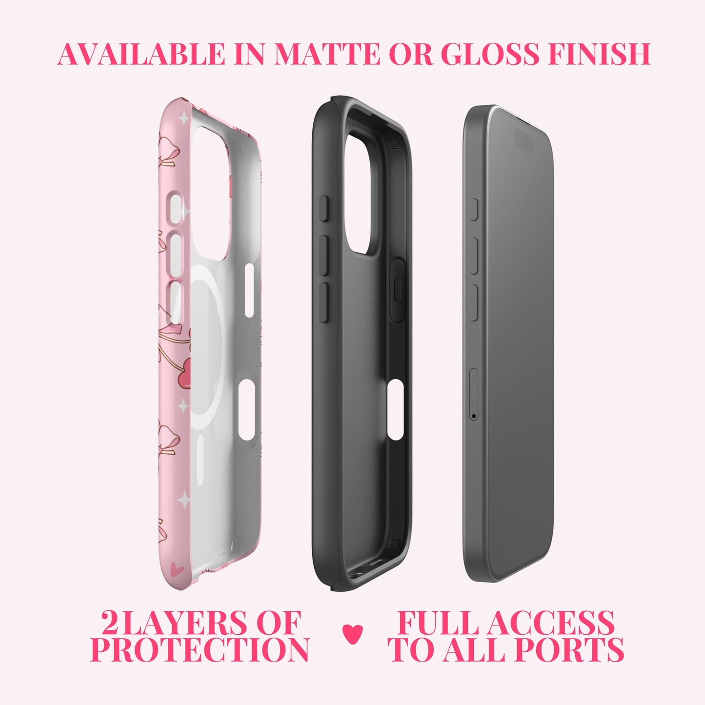 Cherry Hearts and Bows MagSafe® Tough Case for iPhone®