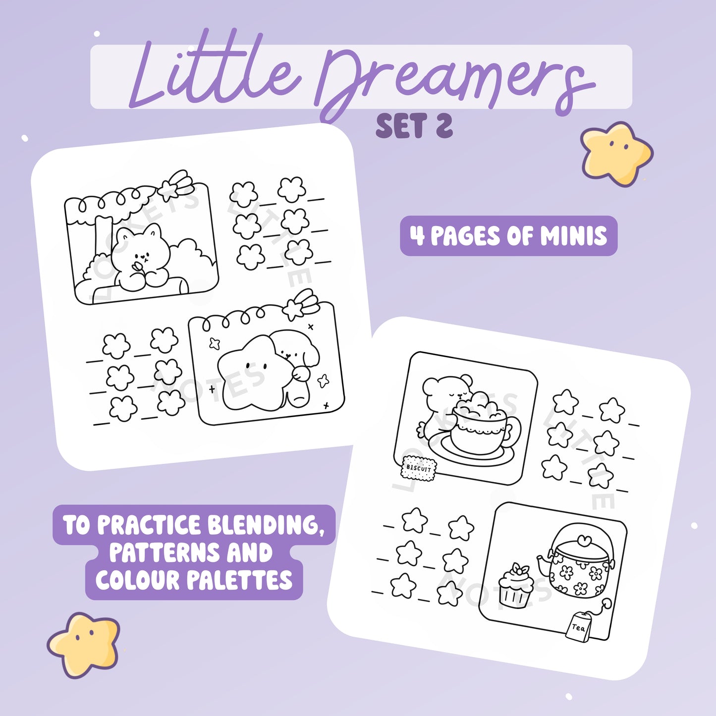 Little Dreamers Colouring Pages SET 2. Digital download.