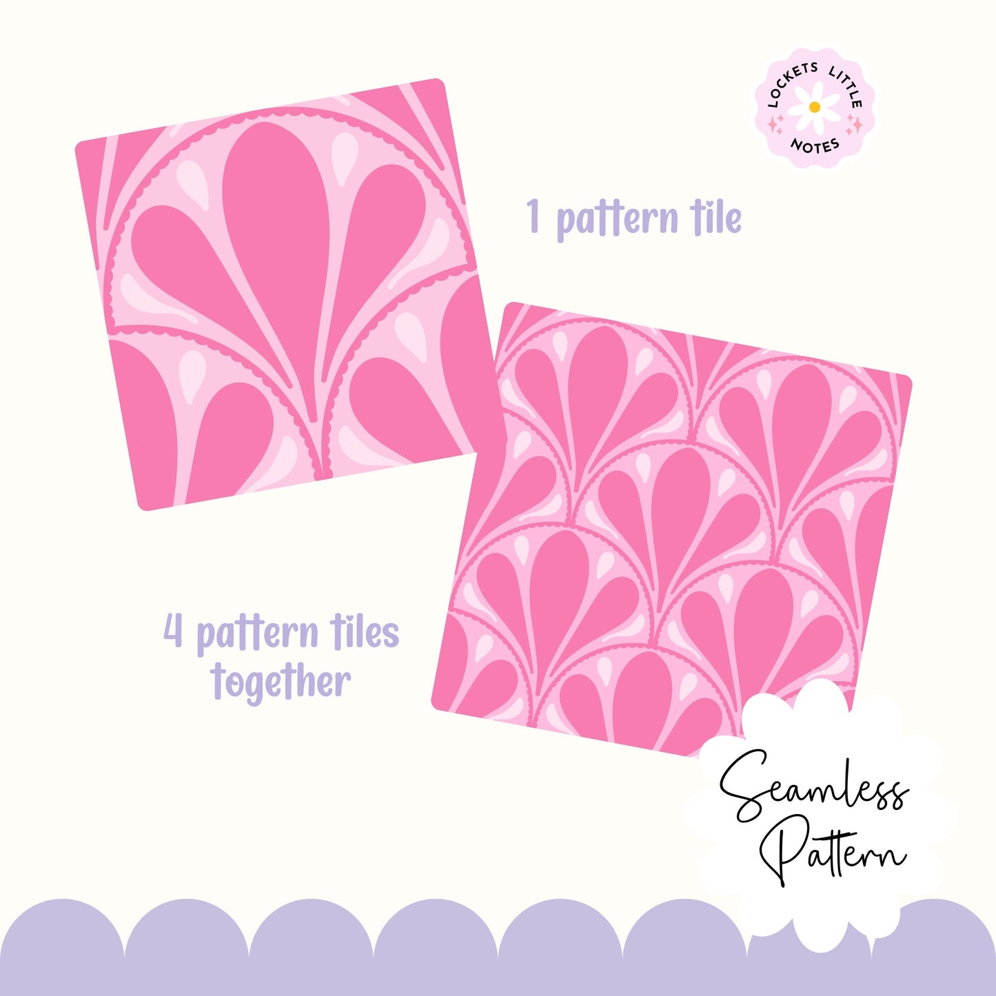 Bold Pink Scallop Seamless Pattern (Digital Download)