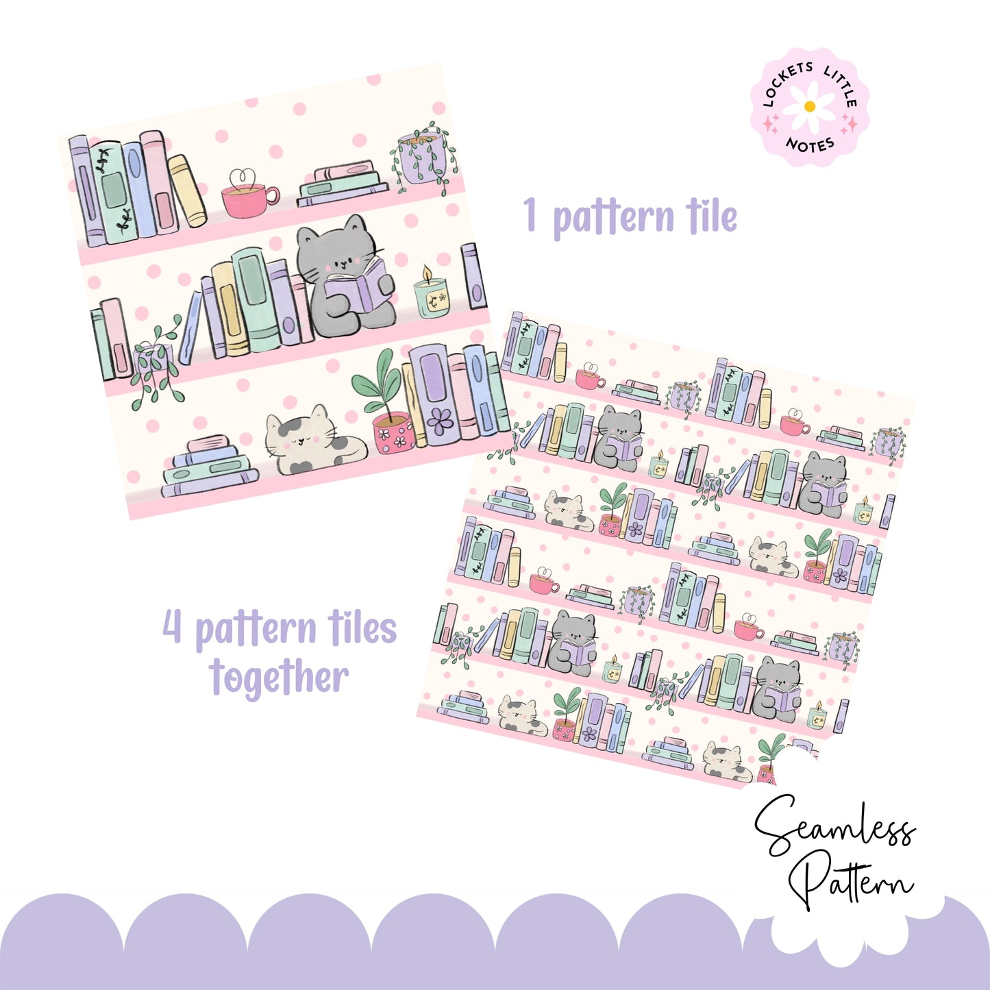 Cozy Bookcase Seamless Pattern (Digital Download)