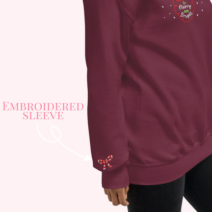 Christmas Bow and Wreath Subtle Embroidered Jumper.