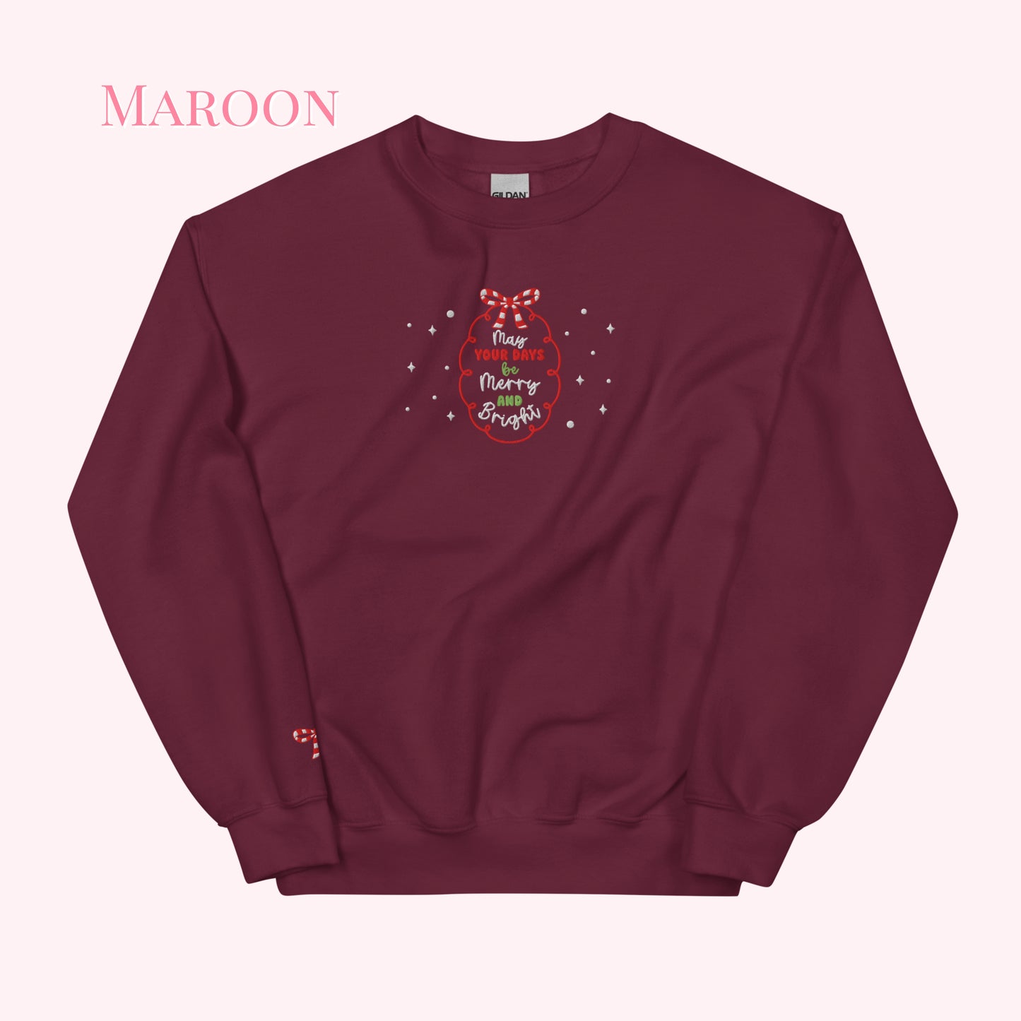 Christmas Bow and Wreath Subtle Embroidered Jumper.