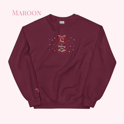 Christmas Bow and Wreath Subtle Embroidered Jumper.