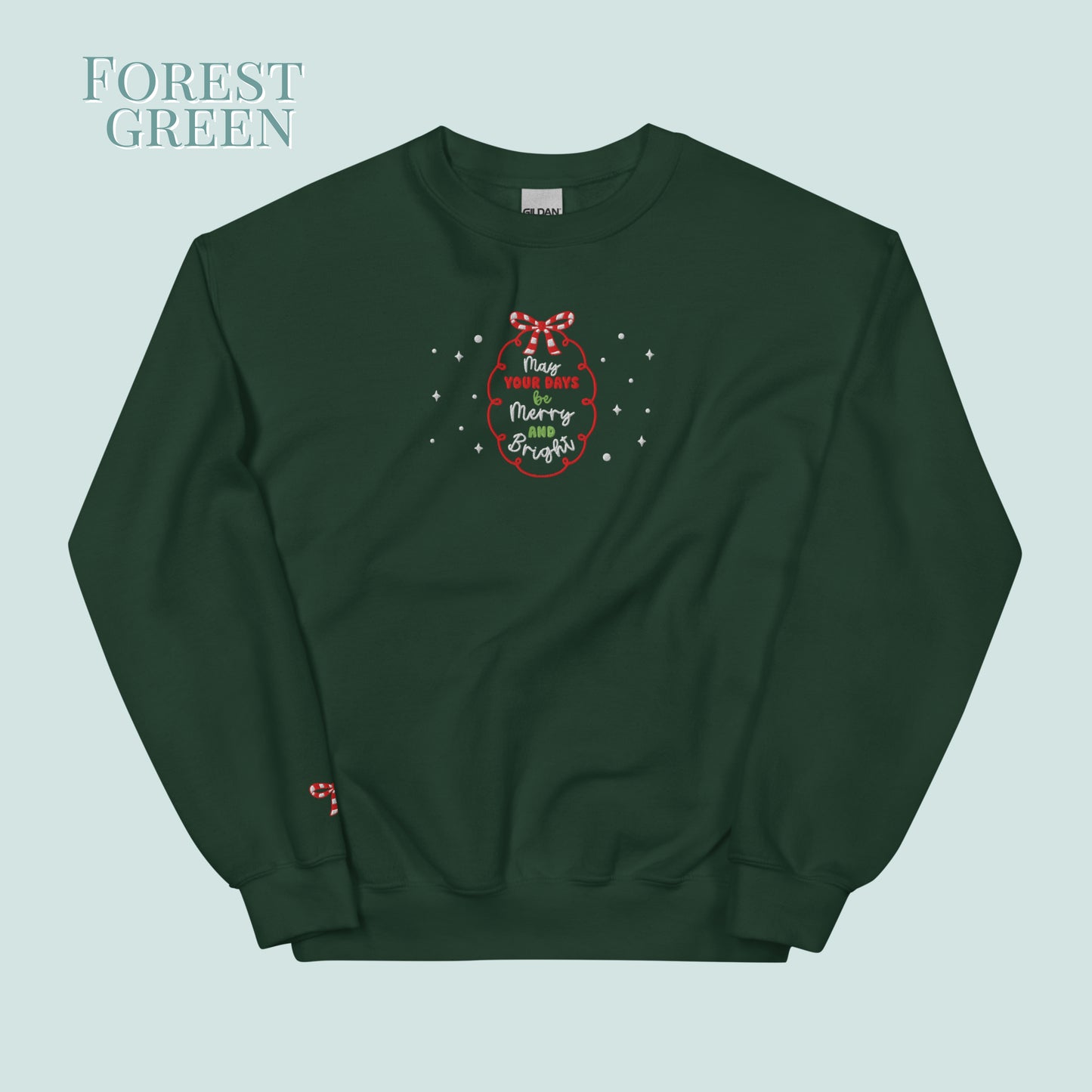 Christmas Bow and Wreath Subtle Embroidered Jumper.