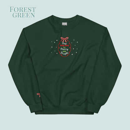 Christmas Bow and Wreath Subtle Embroidered Jumper.
