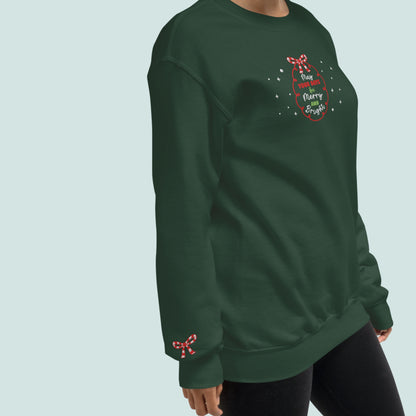 Christmas Bow and Wreath Subtle Embroidered Jumper.