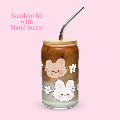Bear and Bunny Glass Tumbler