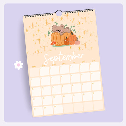 2026 Kawaii Pastel Wall Calendar. Cute Illustrated Monthly Planner