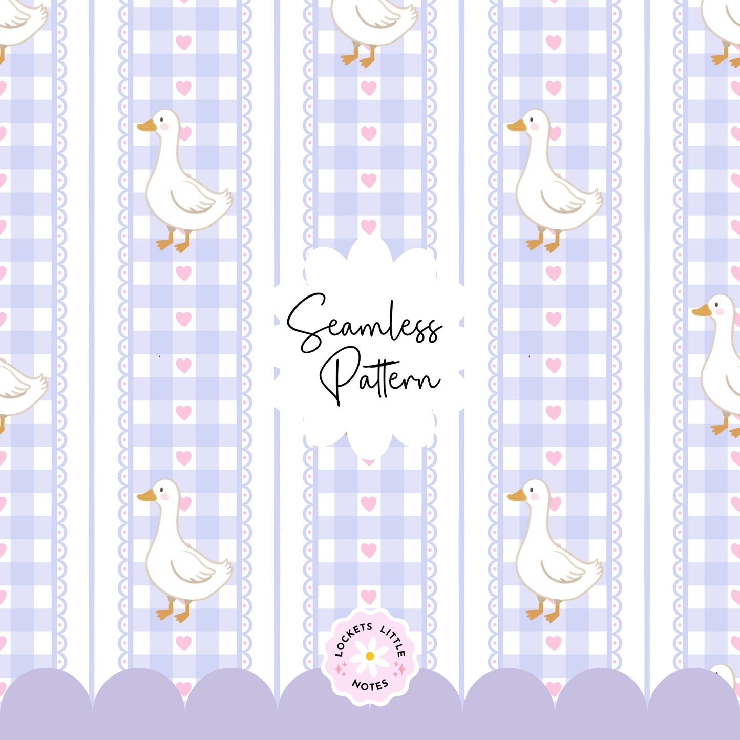 Lavender Purple Check Duck Seamless Pattern | Digital Download