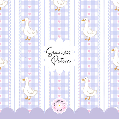 Lavender Purple Check Duck Seamless Pattern | Digital Download