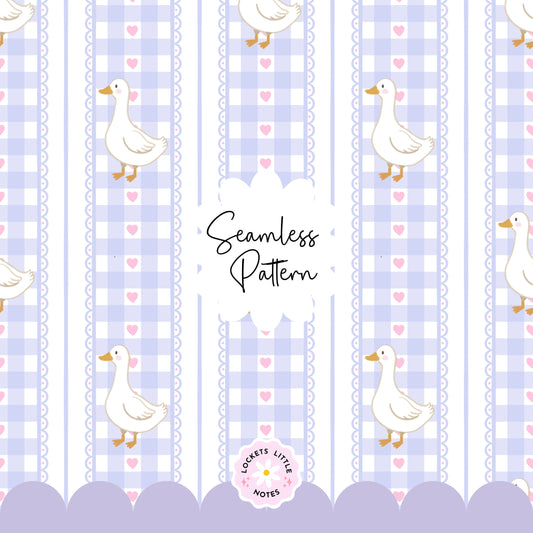 Lavender Purple Check Duck Seamless Pattern | Preppy Gingham & White Duck Digital Download