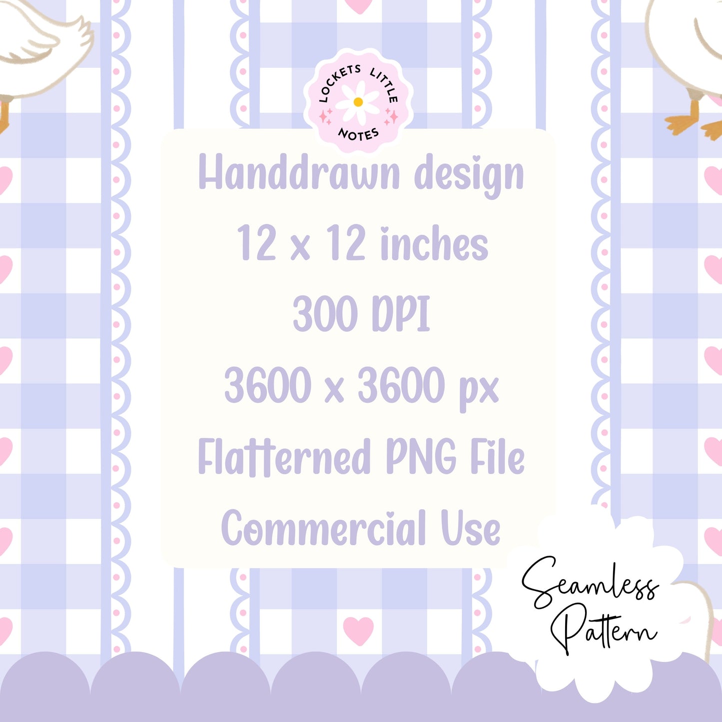 Lavender Purple Check Duck Seamless Pattern | Digital Download