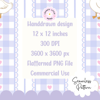 Lavender Purple Check Duck Seamless Pattern | Digital Download