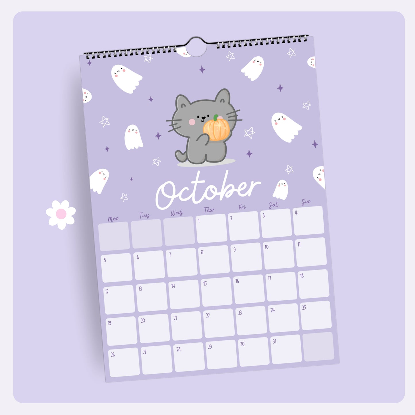 2026 Kawaii Pastel Wall Calendar. Cute Illustrated Monthly Planner