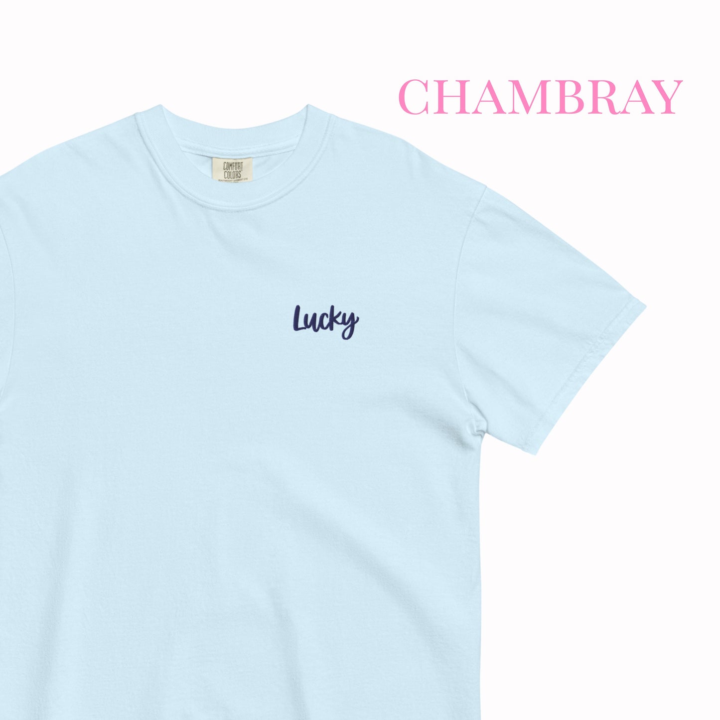 Lucky Embroidered T-shirt – Minimalist Good Luck Shirt
