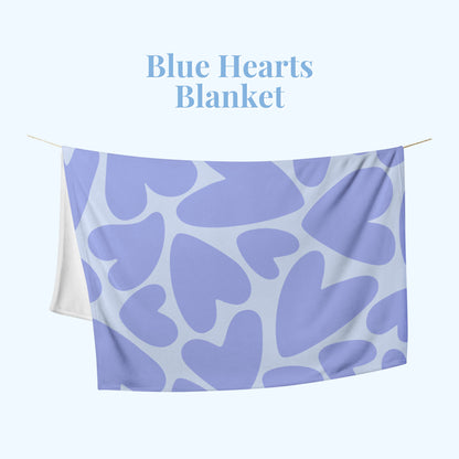 Blue/Purple Hearts Pattern Throw Blanket
