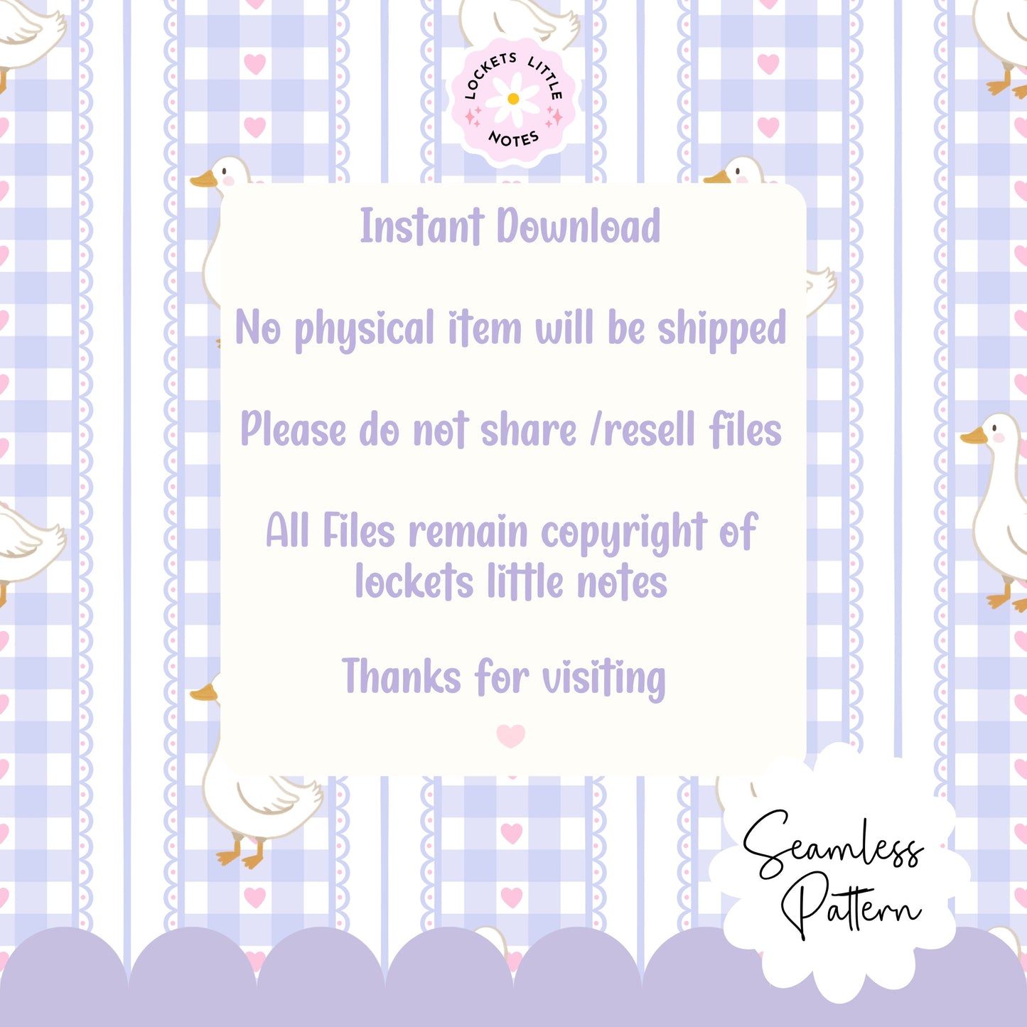 Lavender Purple Check Duck Seamless Pattern | Digital Download