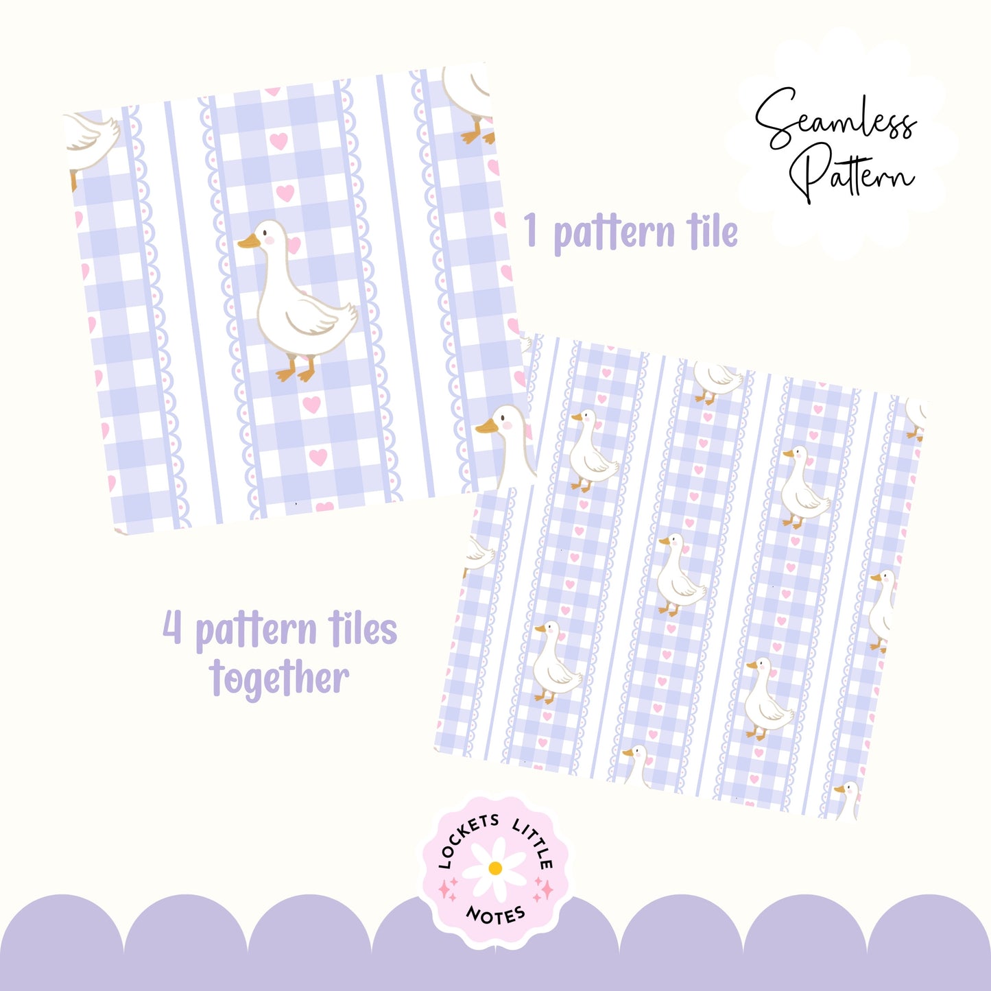 Lavender Purple Check Duck Seamless Pattern | Digital Download