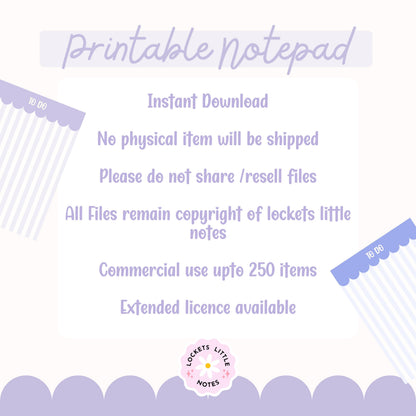 Pastel Stripe Printable Notepad Pack PDF | Cute Scalloped Border To Do List | Digital Download