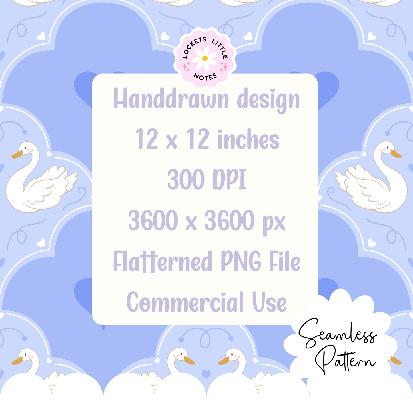 Regency Swan Seamless Pattern | Bridgerton Blue Scallop Digital Surface Design