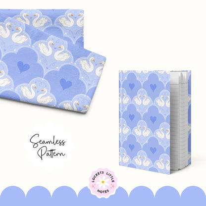 Regency Swan Seamless Pattern | Bridgerton Blue Scallop Digital Surface Design