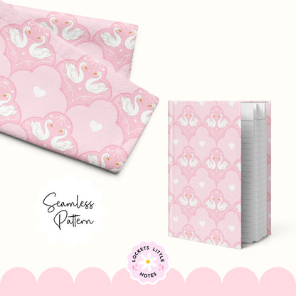 Regency Swan Seamless Pattern | Pink Scallop Digital Surface Design