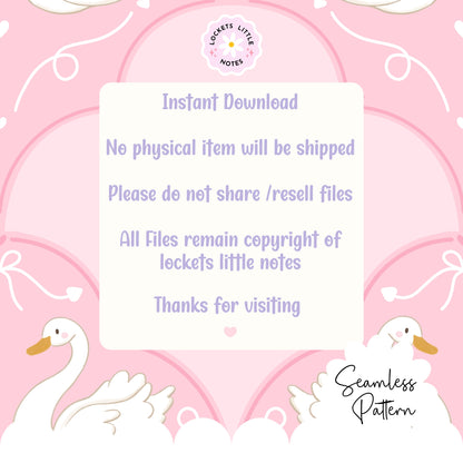 Regency Swan Seamless Pattern | Pink Scallop Digital Surface Design