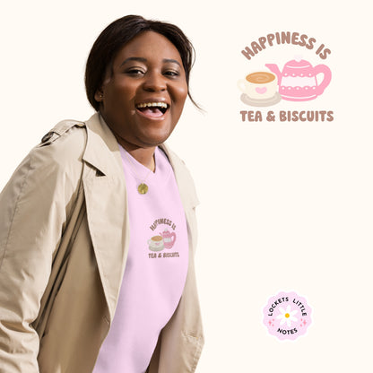 Happiness Is Tea & Biscuits Embroidered Sweater.