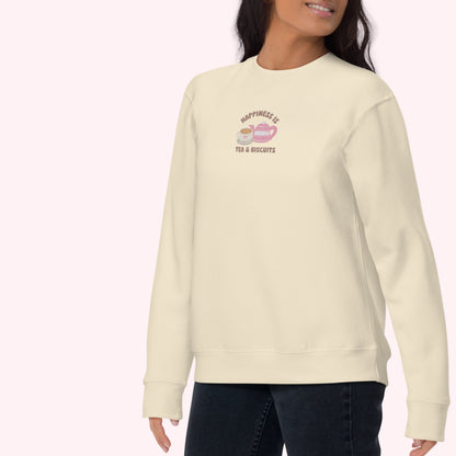 Happiness Is Tea & Biscuits Embroidered Sweater.