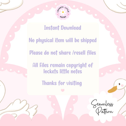 Coquette Swan Seamless Pattern | Pink Scallop Digital Surface Design