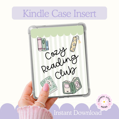 Kindle Case Insert PNG, Pastel Green Cozy Reading Bookish Printable  (Digital Download)