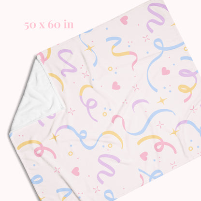 Cream with Pastel Rainbow Swirls Throw Blanket.