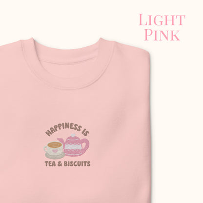 Happiness Is Tea & Biscuits Embroidered Sweater.