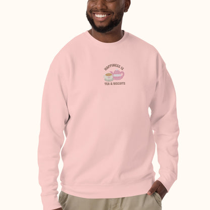 Happiness Is Tea & Biscuits Embroidered Sweater.