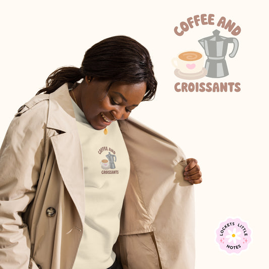 Coffee & Croissant Embroidered Sweater.