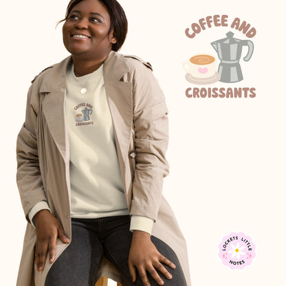 Coffee & Croissant Embroidered Sweater.
