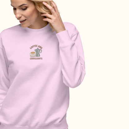Coffee & Croissant Embroidered Sweater.