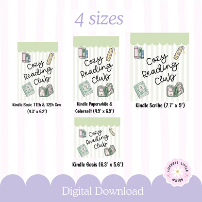 Kindle Case Insert PNG, Pastel Green Cozy Reading Bookish Printable  (Digital Download)