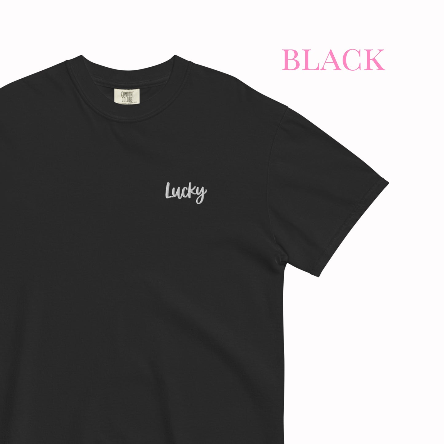 Lucky Embroidered T-shirt – Minimalist Good Luck Shirt