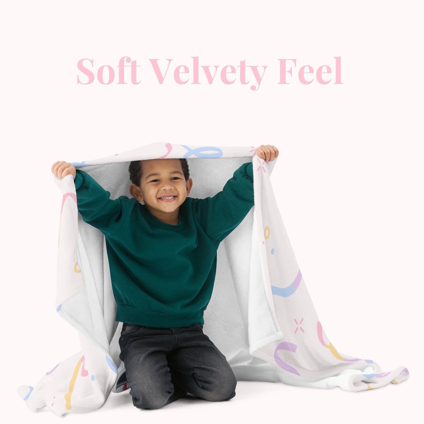 Cream with Pastel Rainbow Swirls Throw Blanket.