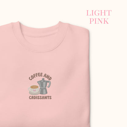 Coffee & Croissant Embroidered Sweater.