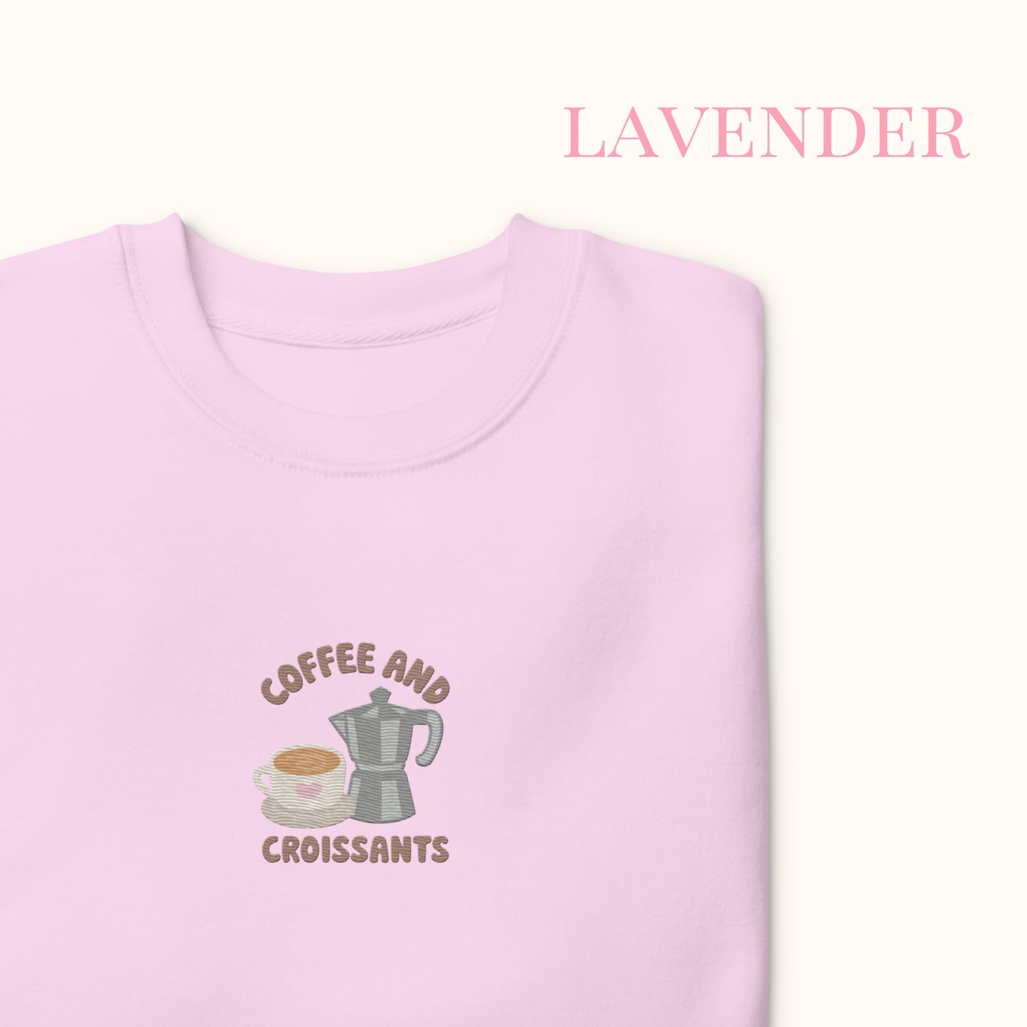 Coffee & Croissant Embroidered Sweater.