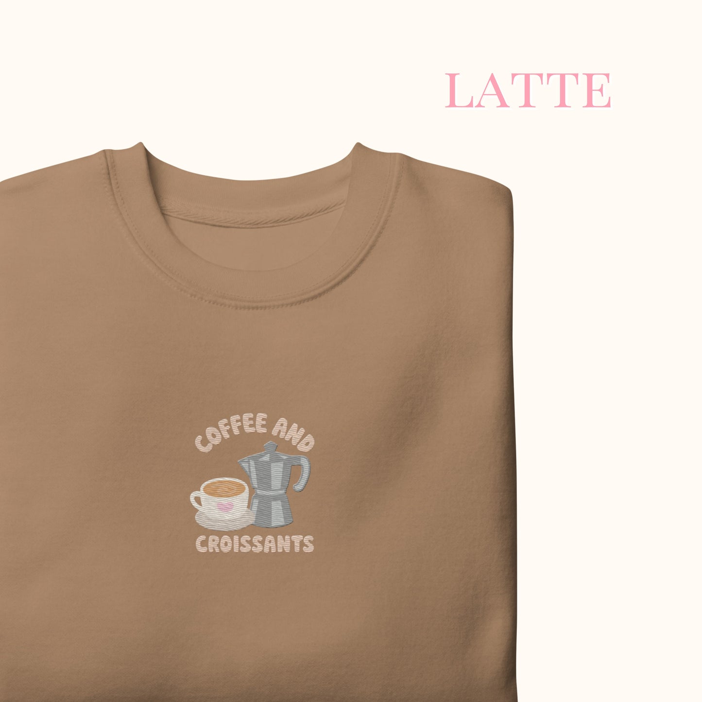 Coffee & Croissant Embroidered Sweater.