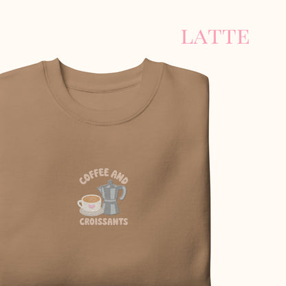 Coffee & Croissant Embroidered Sweater.