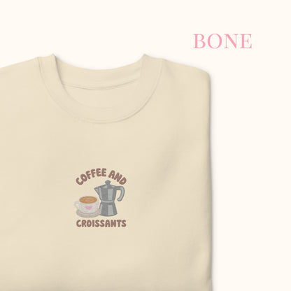 Coffee & Croissant Embroidered Sweater.