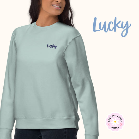 Lucky Embroidered Sweatshirt | The "Lucky" Charm Jumper
